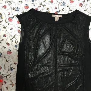 silver metallic dress w/ sheer overlay